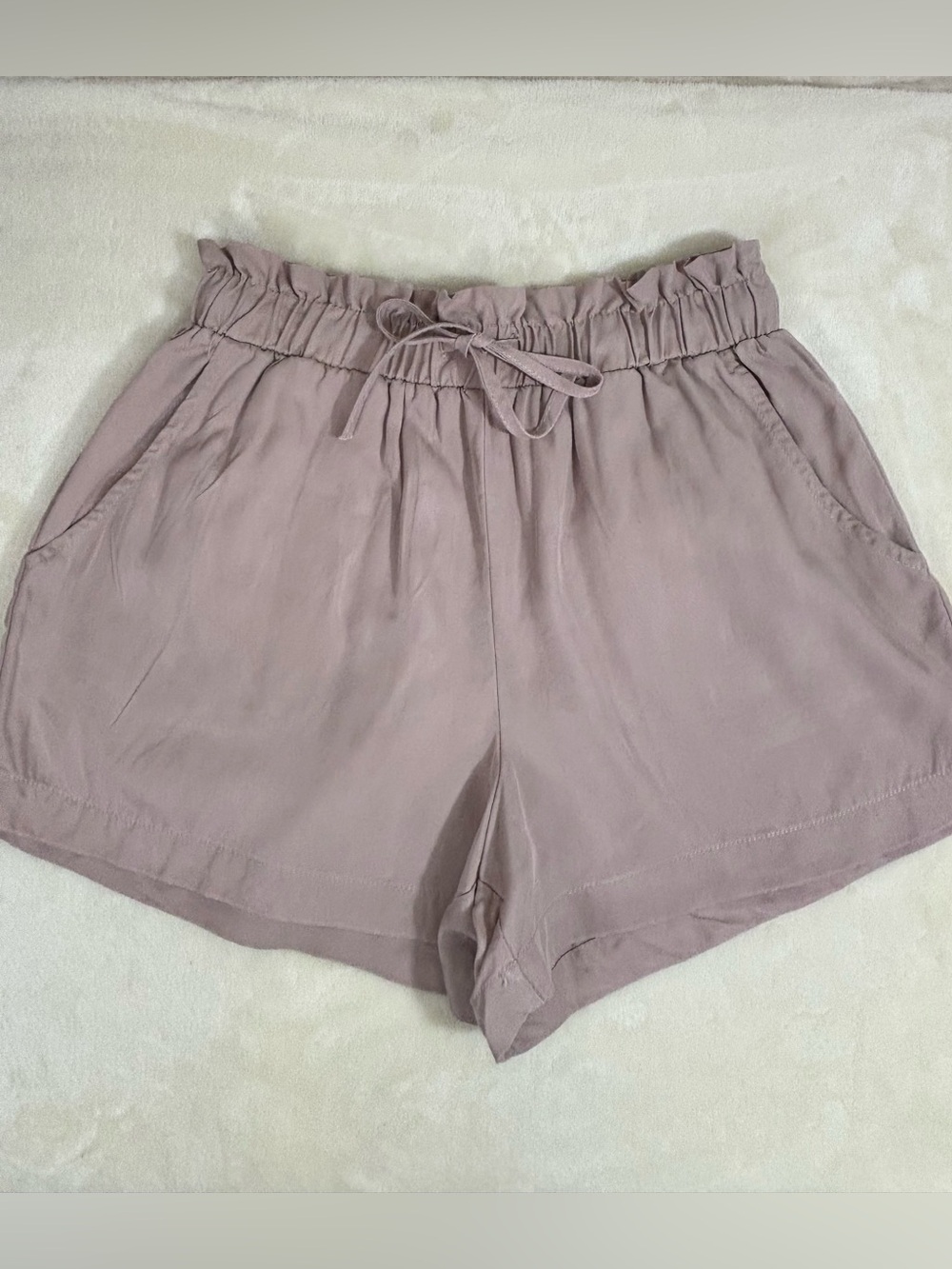 Copper Key Women’s High-Waist Drawstring 100% Tencel Shorts in Dusty Mauve SZ XS